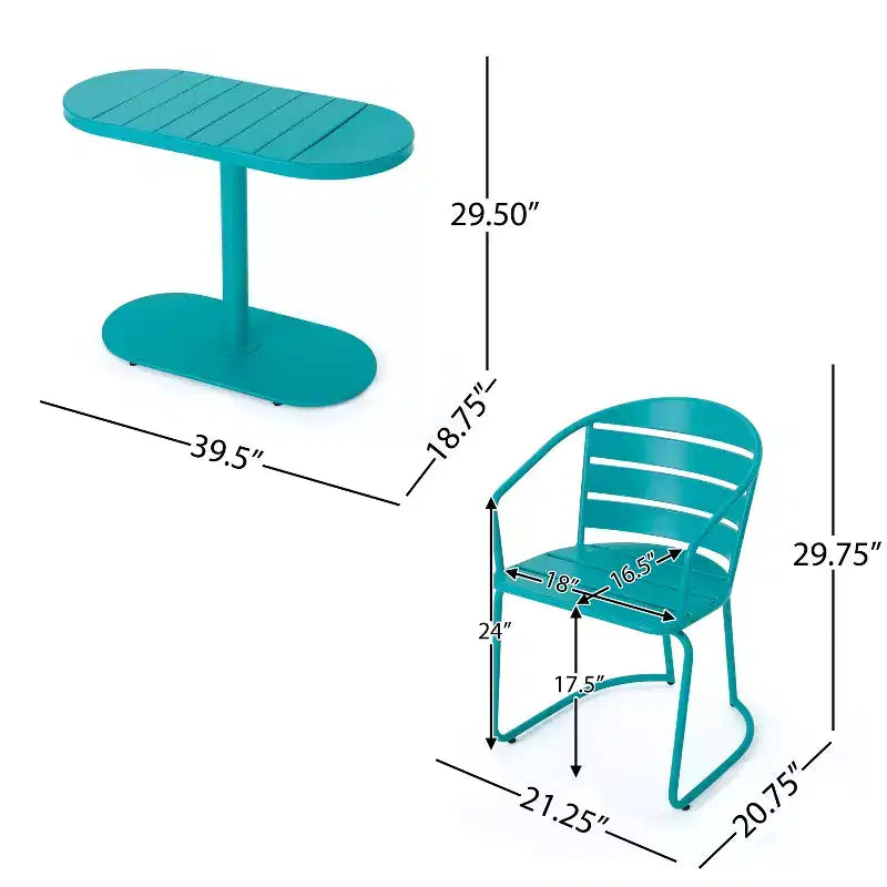 Christopher Knight Home Porto Outdoor Modern 3 Piece Iron Oval Table Bistro Set
