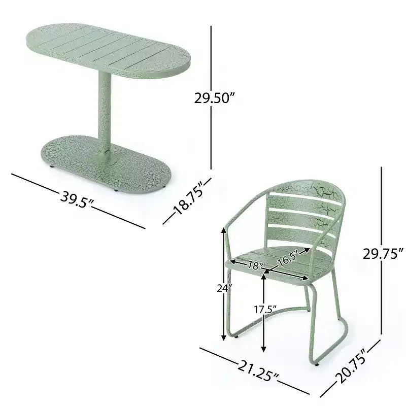 Christopher Knight Home Porto Outdoor Modern 3 Piece Iron Oval Table Bistro Set