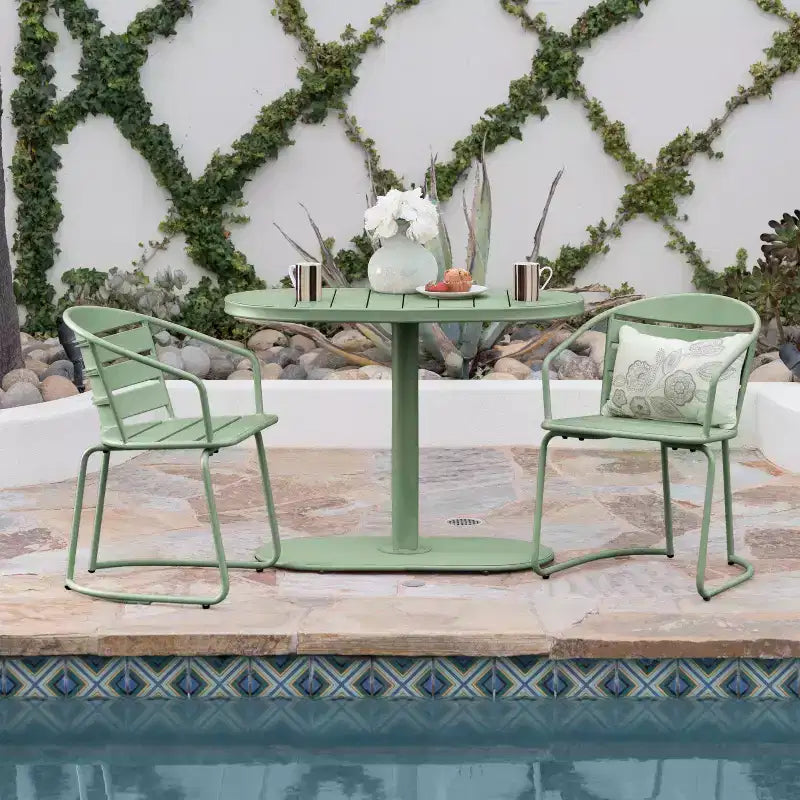 Christopher Knight Home Porto Outdoor Modern 3 Piece Iron Oval Table Bistro Set