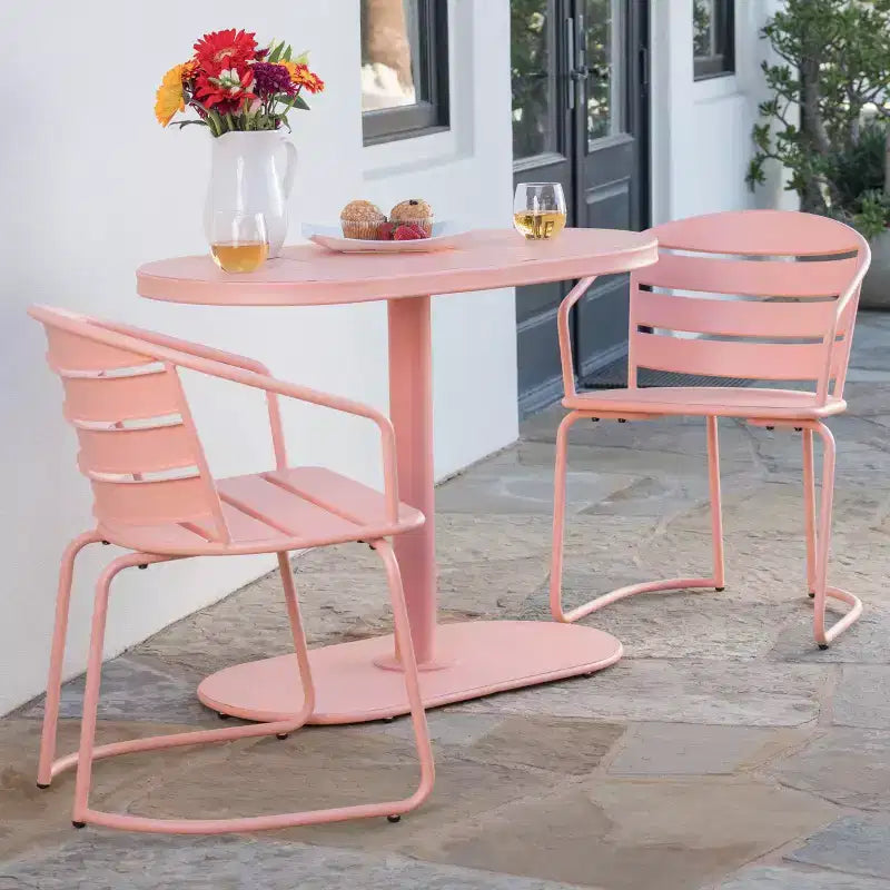 Christopher Knight Home Porto Outdoor Modern 3 Piece Iron Oval Table Bistro Set