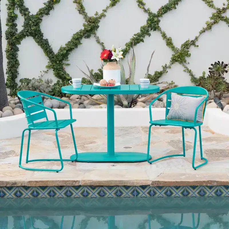 Christopher Knight Home Porto Outdoor Modern 3 Piece Iron Oval Table Bistro Set