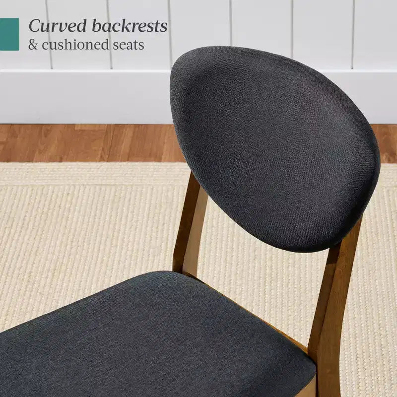 Best Choice Products 2-Piece Mid-Century Modern Wood & Upholstered Dining Chair Set