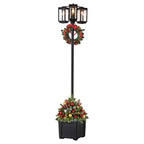 C Cattleya 3-Light 77.5in Black Complete Post Light with Planter and Clear Tempered Glass