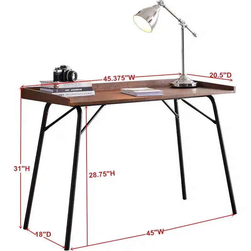 Kings Brand Furniture - Charlier Wood Home Office Computer/Writing Desk, Walnut