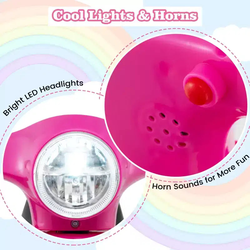 Costway Kids Ride on Motorcycle with Training Wheels Headlight Horn 6V Battery