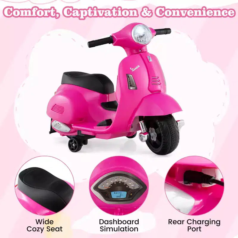 Costway Kids Ride on Motorcycle with Training Wheels Headlight Horn 6V Battery