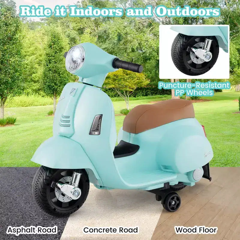 Costway Kids Ride on Motorcycle with Training Wheels Headlight Horn 6V Battery
