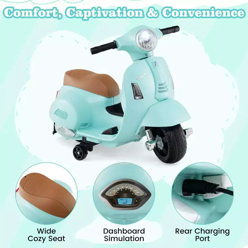 Costway Kids Ride on Motorcycle with Training Wheels Headlight Horn 6V Battery