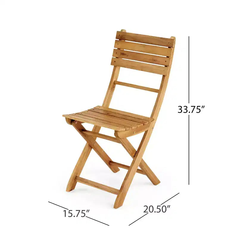 GDFStudio Pavillion Outdoor 3pcs Acacia Wood Foldable Bistro Set