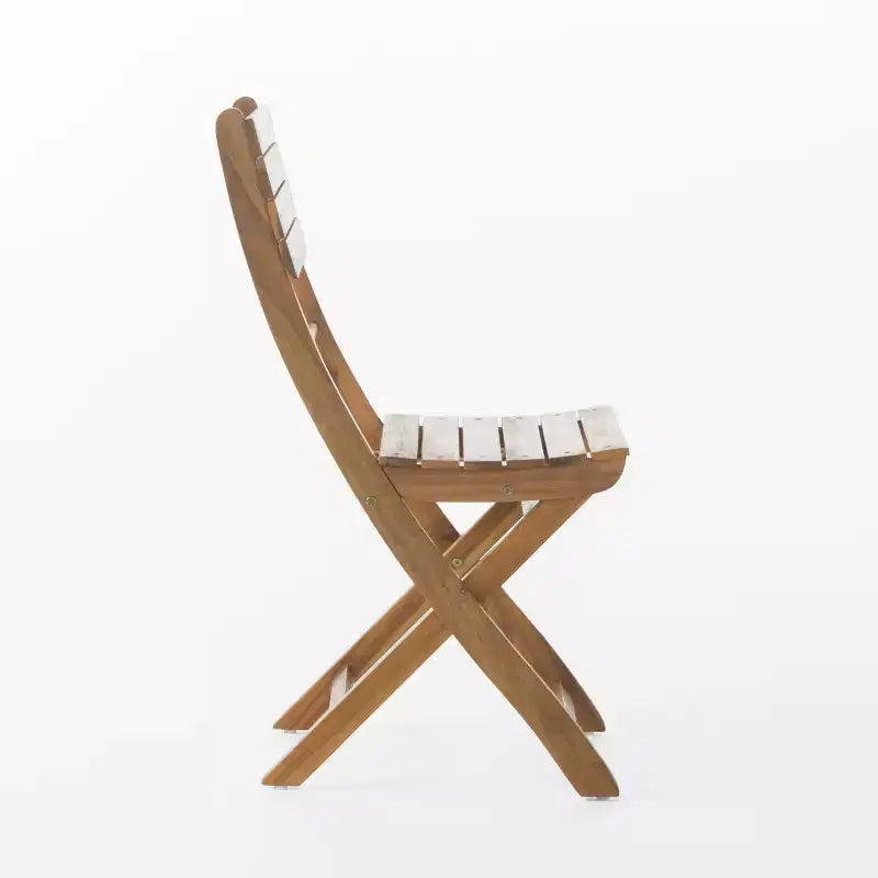 GDFStudio Pavillion Outdoor 3pcs Acacia Wood Foldable Bistro Set
