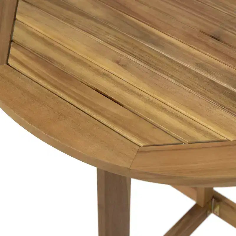 GDFStudio Pavillion Outdoor 3pcs Acacia Wood Foldable Bistro Set