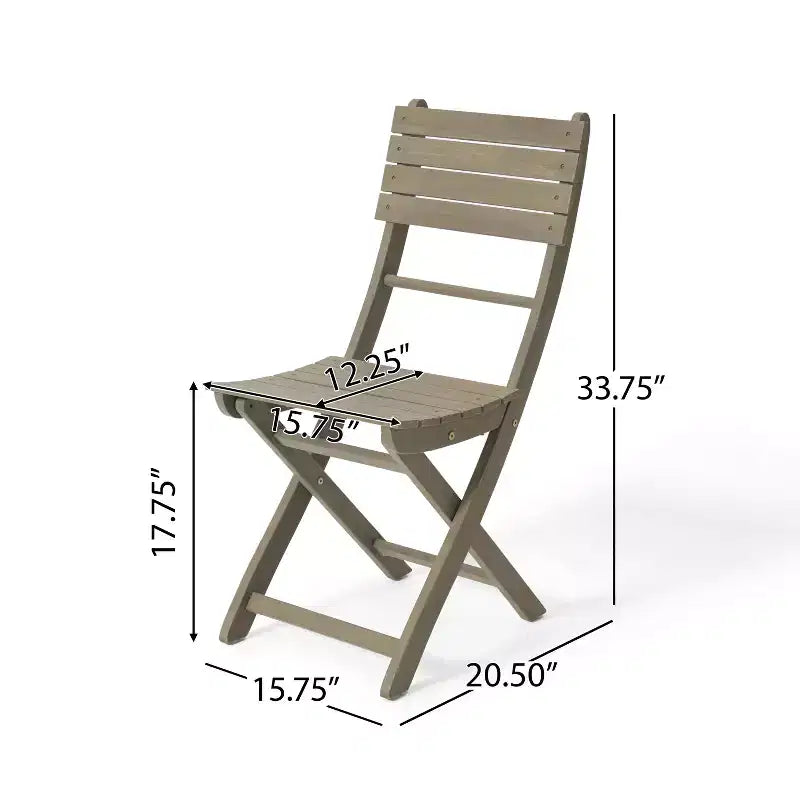 GDFStudio Pavillion Outdoor 3pcs Acacia Wood Foldable Bistro Set