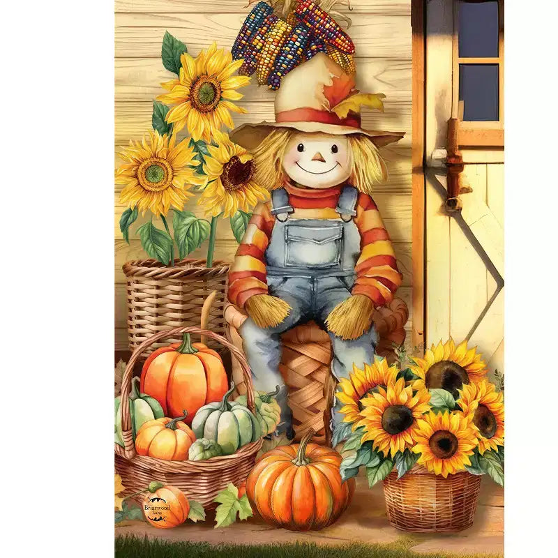 Briarwood Lane Fall House Flag 40x28 For Outdoor Country Scarecrow For Fall House Flag