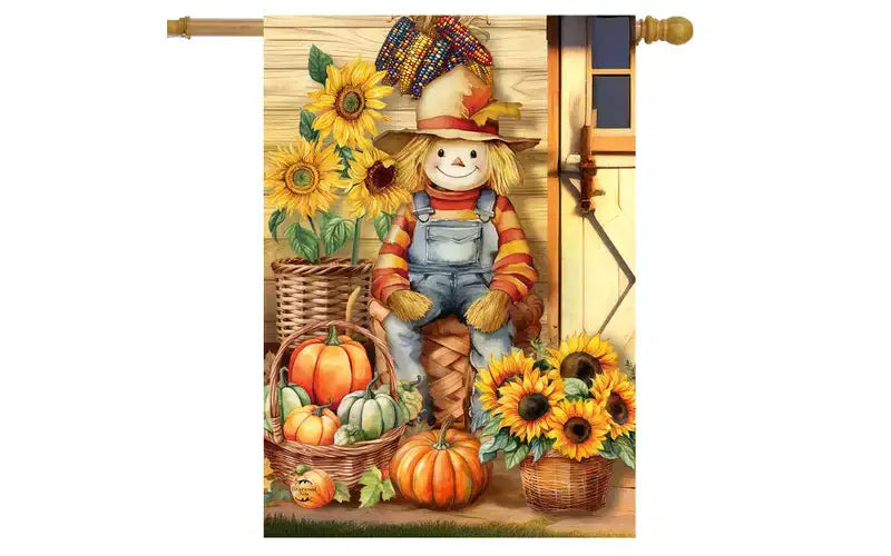 Briarwood Lane Fall House Flag 40x28 For Outdoor Country Scarecrow For Fall House Flag