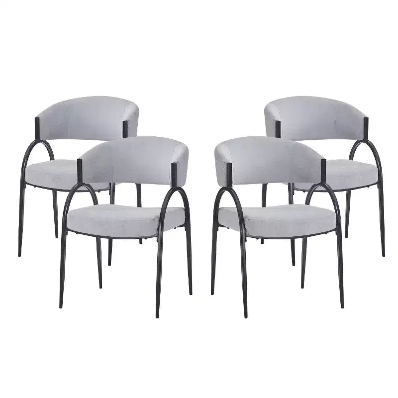 Christopher Knight Home Silas Upholstered Armrest Dining Chairs with Metal Legs (Set of 4)