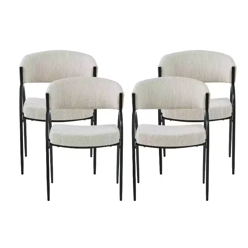 Christopher Knight Home Silas Upholstered Armrest Dining Chairs with Metal Legs (Set of 4)