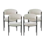Christopher Knight Home Silas Upholstered Armrest Dining Chairs with Metal Legs (Set of 4)