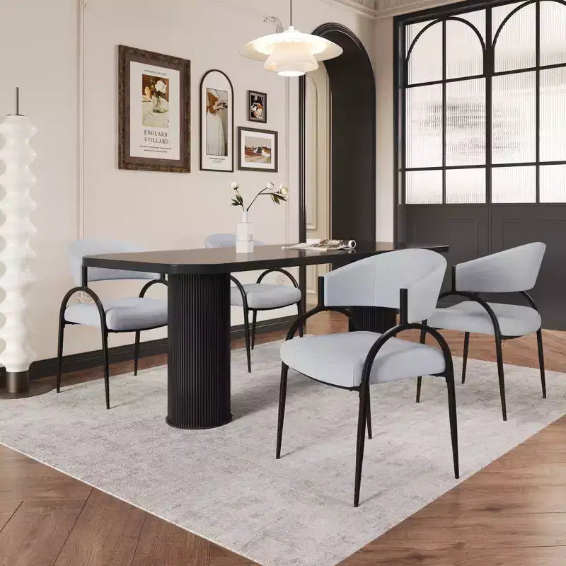 Christopher Knight Home Silas Upholstered Armrest Dining Chairs with Metal Legs (Set of 4)