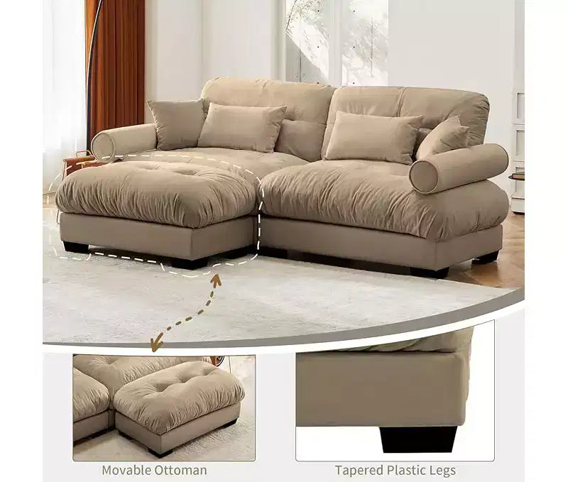 Christopher Knight Home Alger 93 Velvet L-Sectional Sofa
