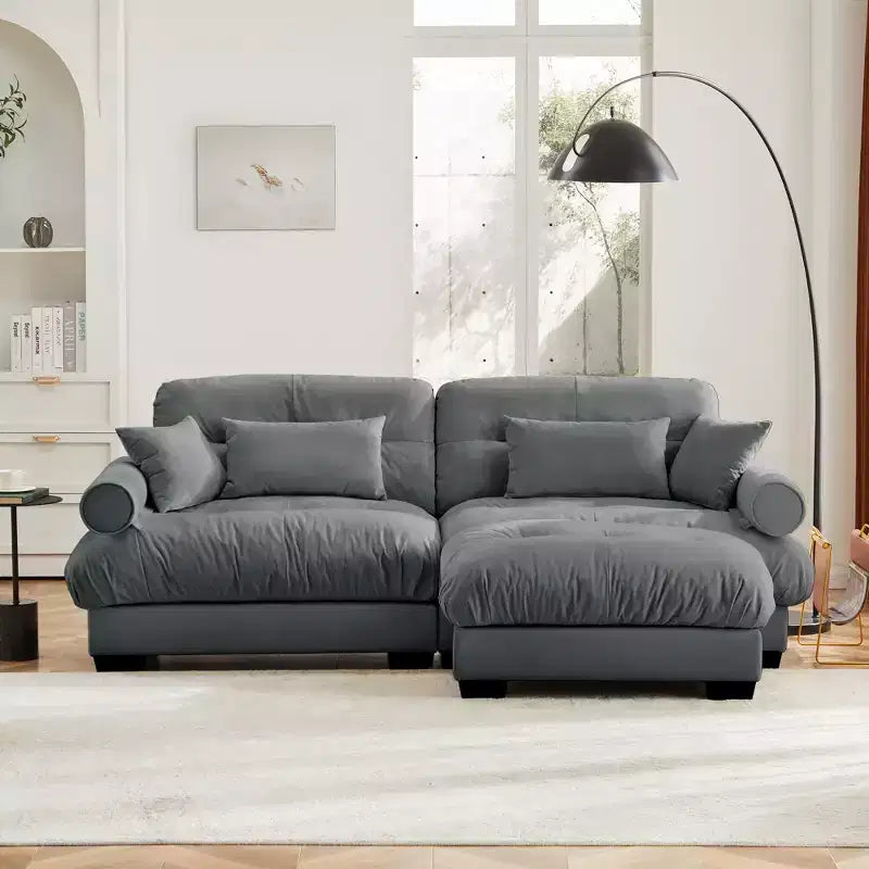 Christopher Knight Home Alger 93 Velvet L-Sectional Sofa