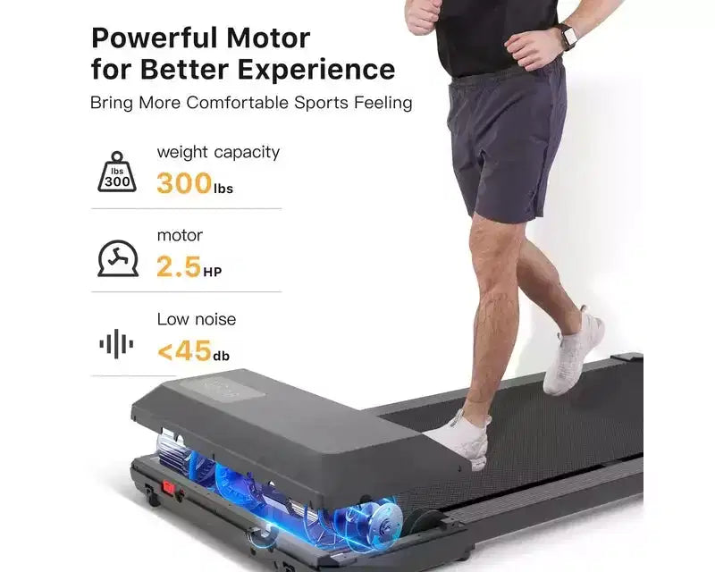 DeerRun Walking Pad 2 in 1 Under Desk Treadmill, 2.5HP Low Noise Walking Pad Running Jogging Machine with Remote Control for Home Office
