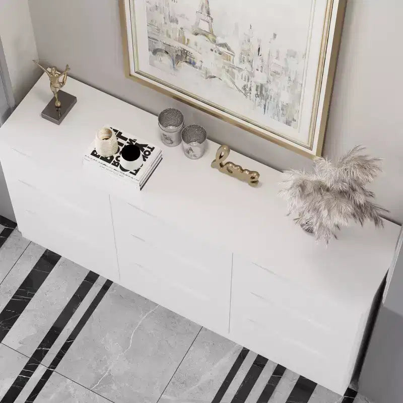 Famapy Horizontal Dresser For Bedroom Modern Minimalist Dresser Hidden Handles White