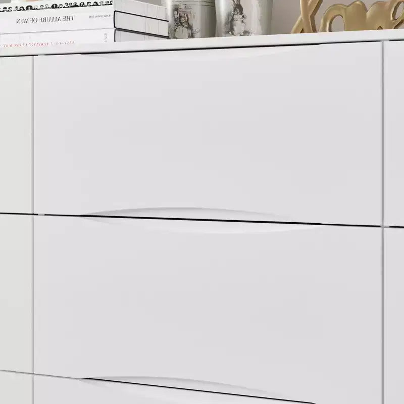 Famapy Horizontal Dresser For Bedroom Modern Minimalist Dresser Hidden Handles White