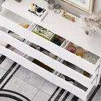 Famapy Horizontal Dresser For Bedroom Modern Minimalist Dresser Hidden Handles White