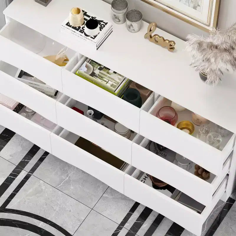 Famapy Horizontal Dresser For Bedroom Modern Minimalist Dresser Hidden Handles White