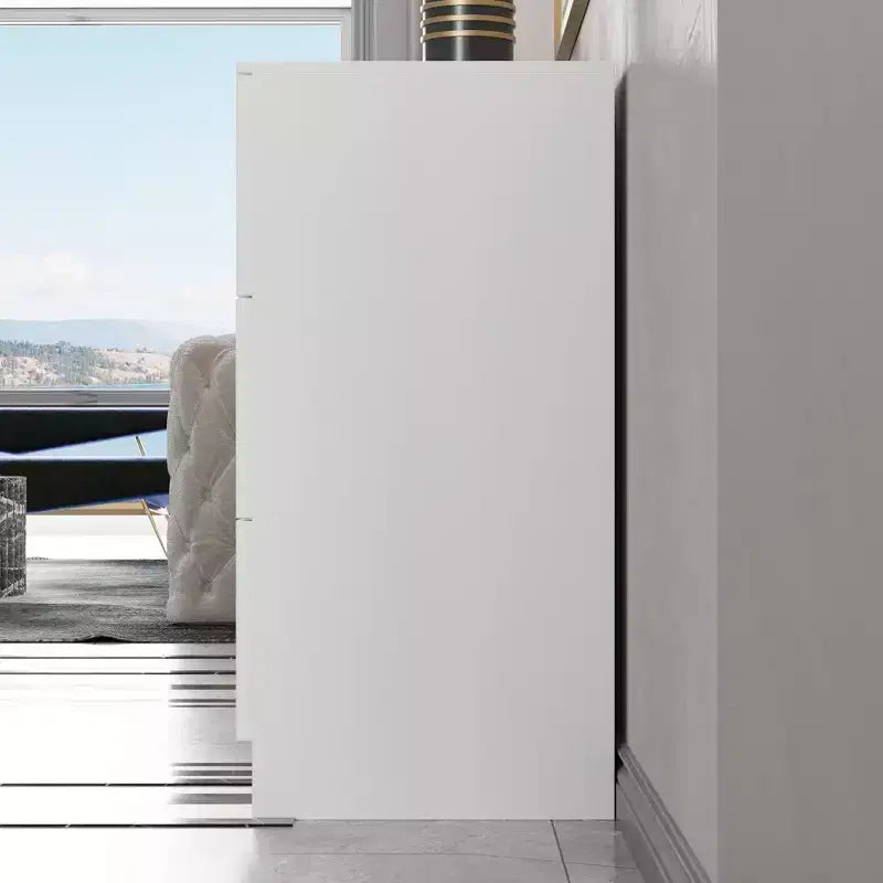 Famapy Horizontal Dresser For Bedroom Modern Minimalist Dresser Hidden Handles White