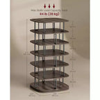 VASAGLE 7-Tier Shoe Rack, Rotating Shoe Rack Tower, Shoe Closet Organizer, Shoe Shelf, 28-35 Pairs, 23.6 x 23.6 x 47.2 Inches