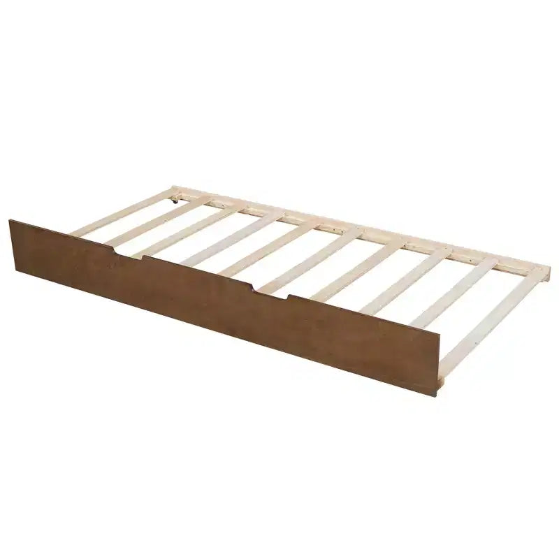 Twin Size Daybed with Trundle/2 Drawers and Rustic Guardrail, Grey/Brown-ModernLuxe