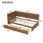 Twin Size Daybed with Trundle/2 Drawers and Rustic Guardrail, Grey/Brown-ModernLuxe