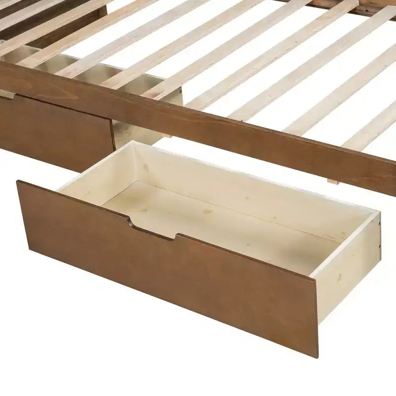 Twin Size Daybed with Trundle/2 Drawers and Rustic Guardrail, Grey/Brown-ModernLuxe