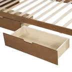 Twin Size Daybed with Trundle/2 Drawers and Rustic Guardrail, Grey/Brown-ModernLuxe