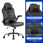 BestMassage Gaming Chair Office Chair Computer Desk Chair with Lumbar Support and Adjustable Headrest and PU Leather Gamer Chair for Adults