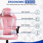 BestMassage Gaming Chair Office Chair Computer Desk Chair with Lumbar Support and Adjustable Headrest and PU Leather Gamer Chair for Adults