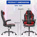 BestMassage Gaming Chair Office Chair Computer Desk Chair with Lumbar Support and Adjustable Headrest and PU Leather Gamer Chair for Adults