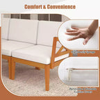 Costway 5 PCS Acacia Wood Patio Furniture Set with Cushions and 2-Tier Coffee Table