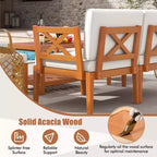 Costway 10 PCS Acacia Wood Patio Furniture Set with Cushions and 2-Tier Coffee Table
