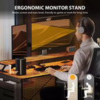 HOMCOM 58 Reversible L Shaped Desk with Storage Bag, Corner Computer Desk with Power Outlet and LED Light, Monitor Shelf and CPU Stand