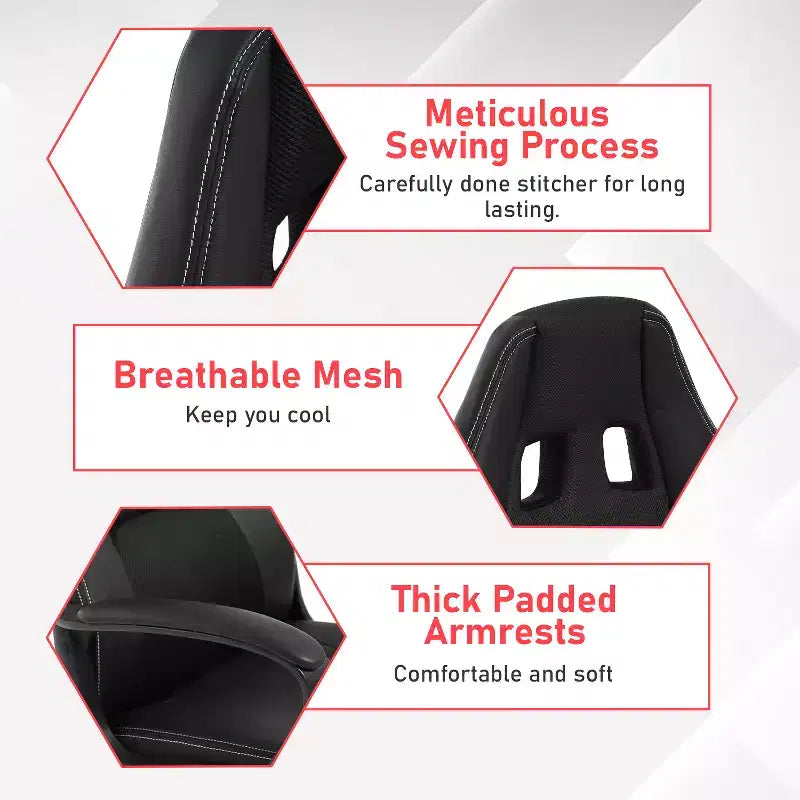 BestMassage Gaming Chair Office Chair with Lumbar Support Adjustable Height PU Leather Executive Chair for Women Men Adults