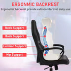 BestMassage Gaming Chair Office Chair with Lumbar Support Adjustable Height PU Leather Executive Chair for Women Men Adults