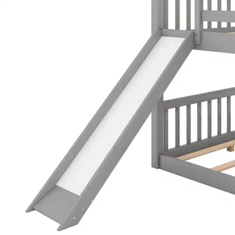 Whisen Wood Full over Full Bunk Bed with Convertible Slide and Ladder