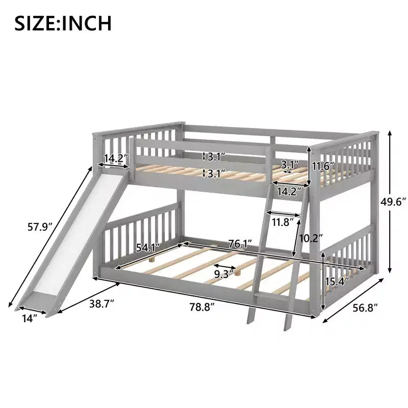 Whisen Wood Full over Full Bunk Bed with Convertible Slide and Ladder