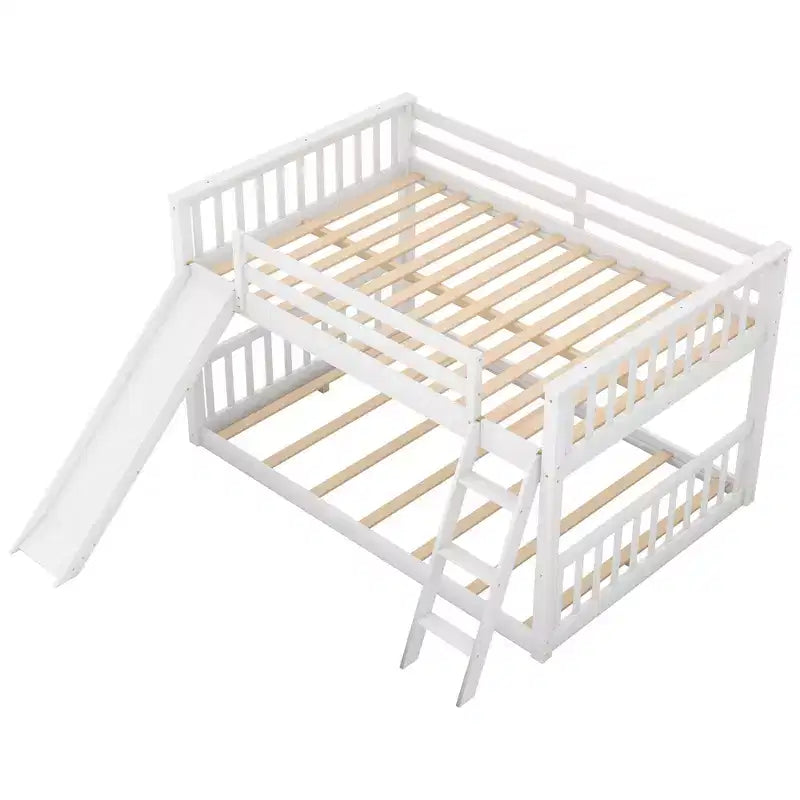 Whisen Wood Full over Full Bunk Bed with Convertible Slide and Ladder