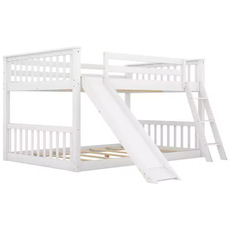 Whisen Wood Full over Full Bunk Bed with Convertible Slide and Ladder