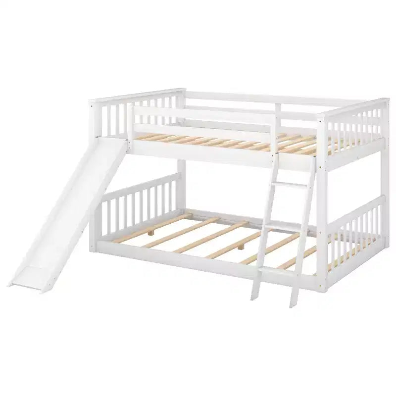 Whisen Wood Full over Full Bunk Bed with Convertible Slide and Ladder