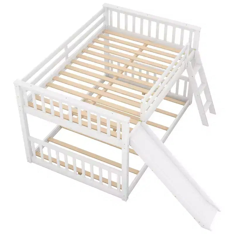 Whisen Wood Full over Full Bunk Bed with Convertible Slide and Ladder