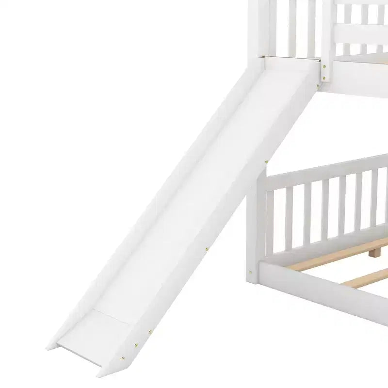 Whisen Wood Full over Full Bunk Bed with Convertible Slide and Ladder
